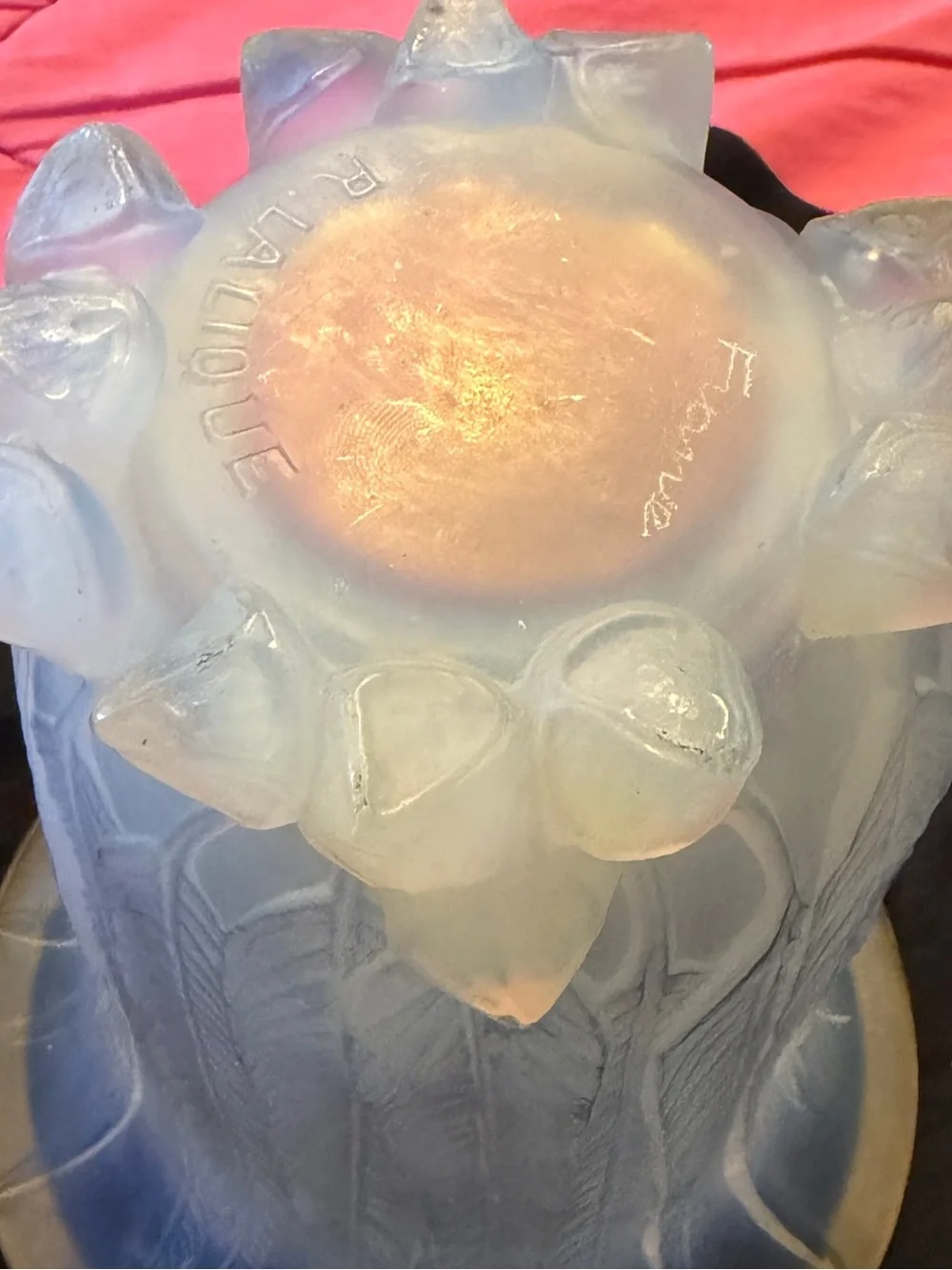 Rene Lalique Eucalyptus Opalescent Frosted Glass Vase